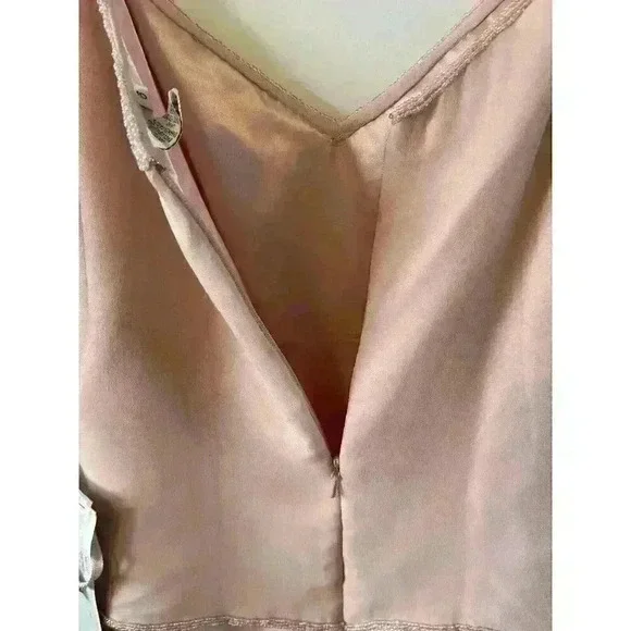 NWT SCALA Womens Pink 100% Silk Beaded Lined Dress size 6 with cover bridal